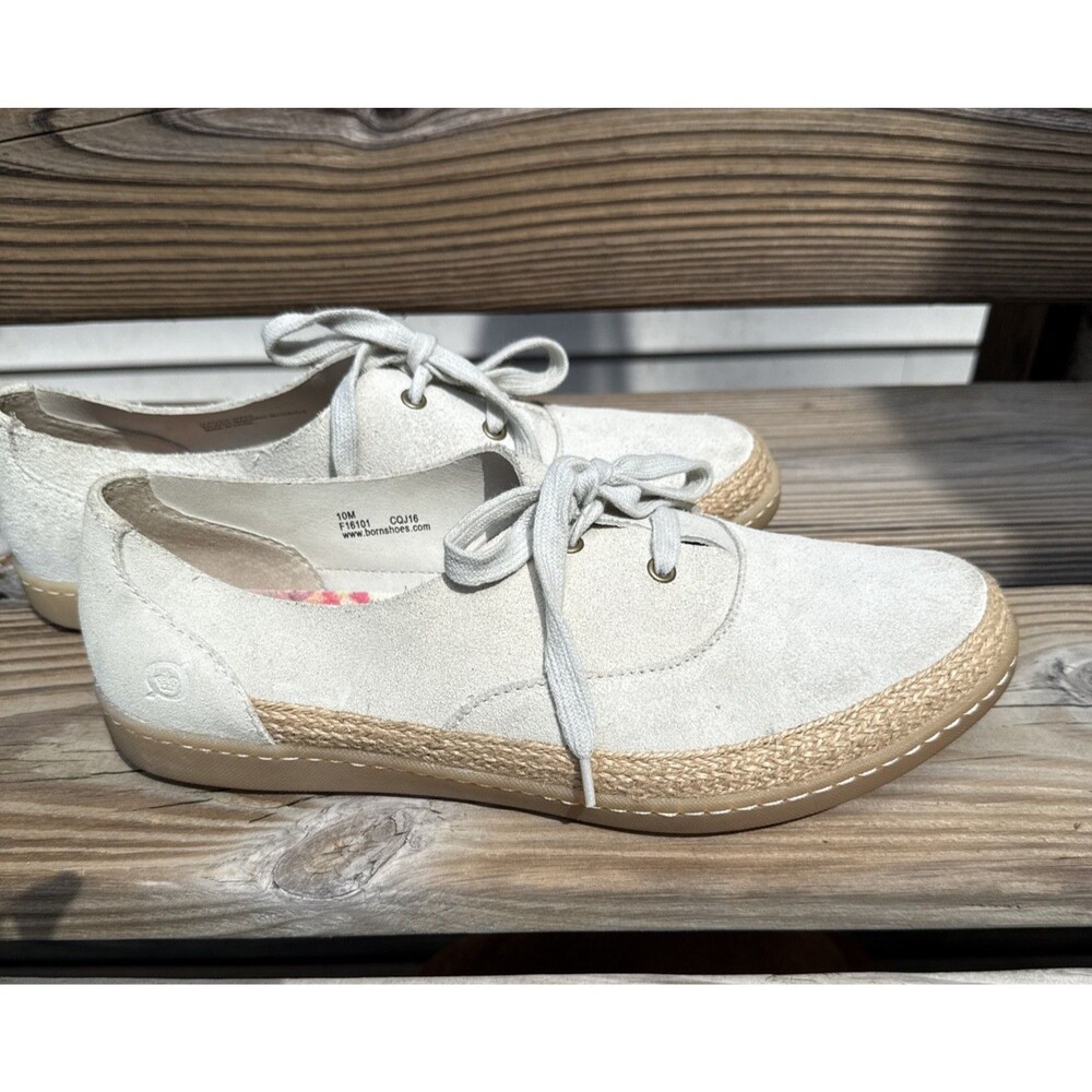 Born Capella Leather Sneakers 10M Ivory Espadrille Comfort Excellent Cond - Picture 7 of 13